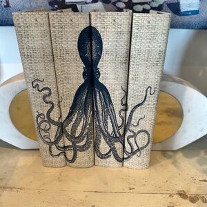 Octopus Print Book Set by the artful library wrapped books with ocean theme